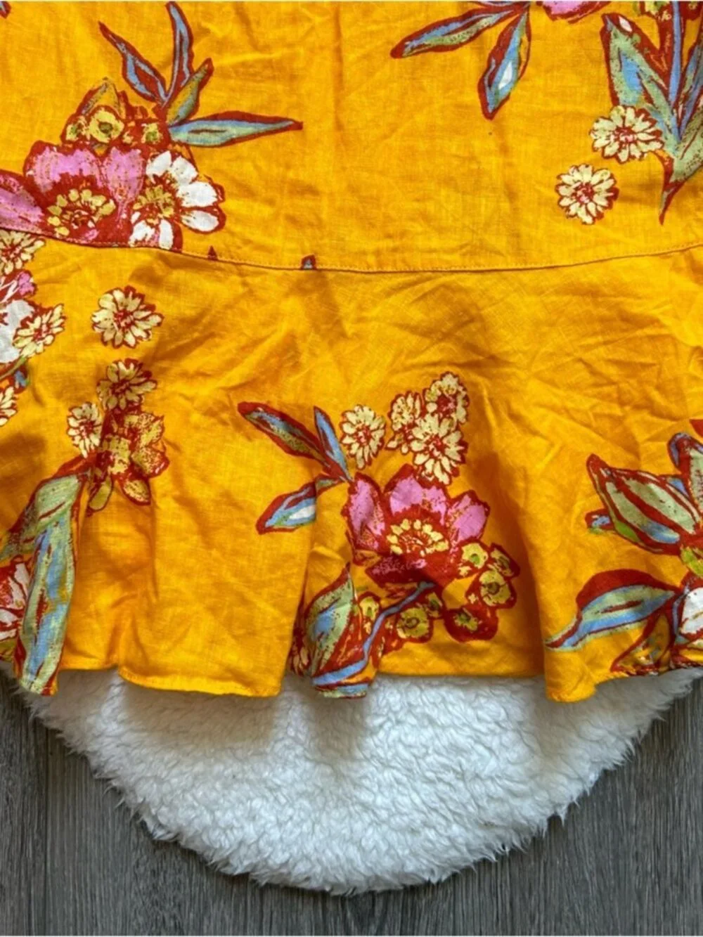 Free People Yellow Floral Ruffled Sleeveless Dress